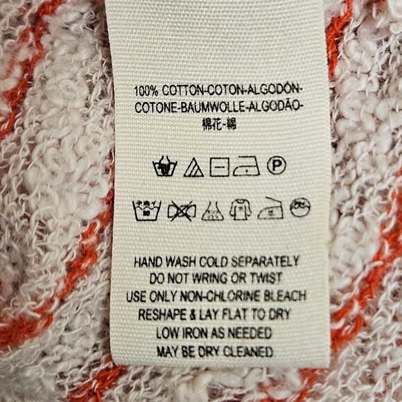 Free People We the Free Cotton Cream/Orange Striped Loose Knit Sweater Size XS - Picture 8 of 8